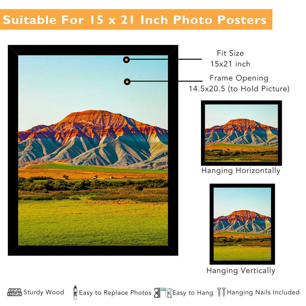 QOTIB 15x21 back with hanging hooks illustrating easy wall mounting.