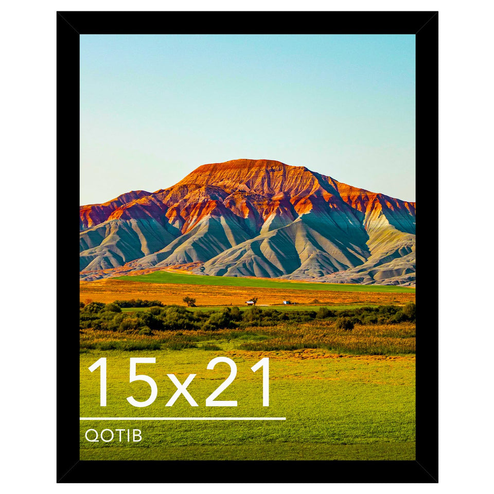 QOTIB 15x21 black frame front view for wall mounting, showcasing sleek design.
