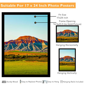 QOTIB 17x24 black frame back with hooks for vertical or horizontal hanging