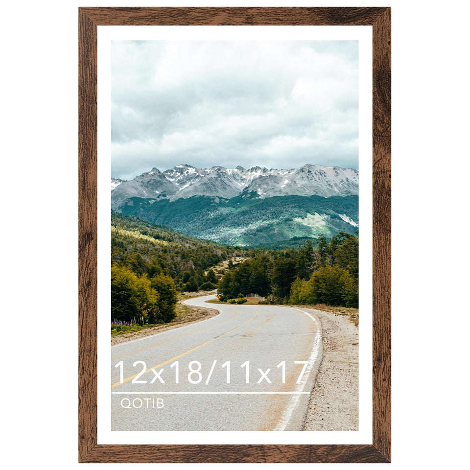 QOTIB deep brown 12x18 frame highlights posters with a refined, modern finish.