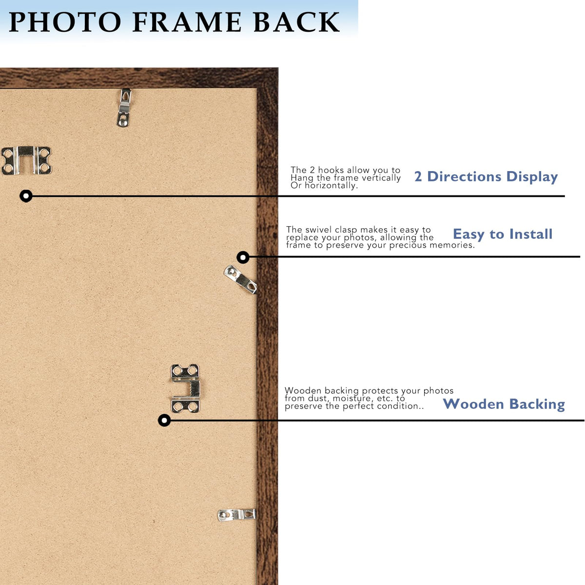 QOTIB deep brown frame with plexiglass protects visuals while reducing risk of breakage