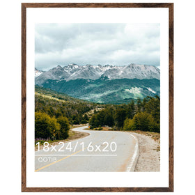 QOTIB wood 18x24 frame front view in deep brown for wall display