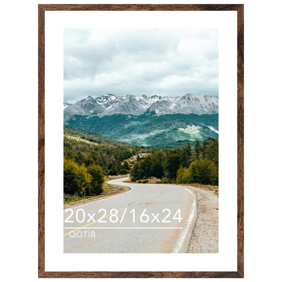 QOTIB wood 20x28 frame in deep brown for bold wall displays.