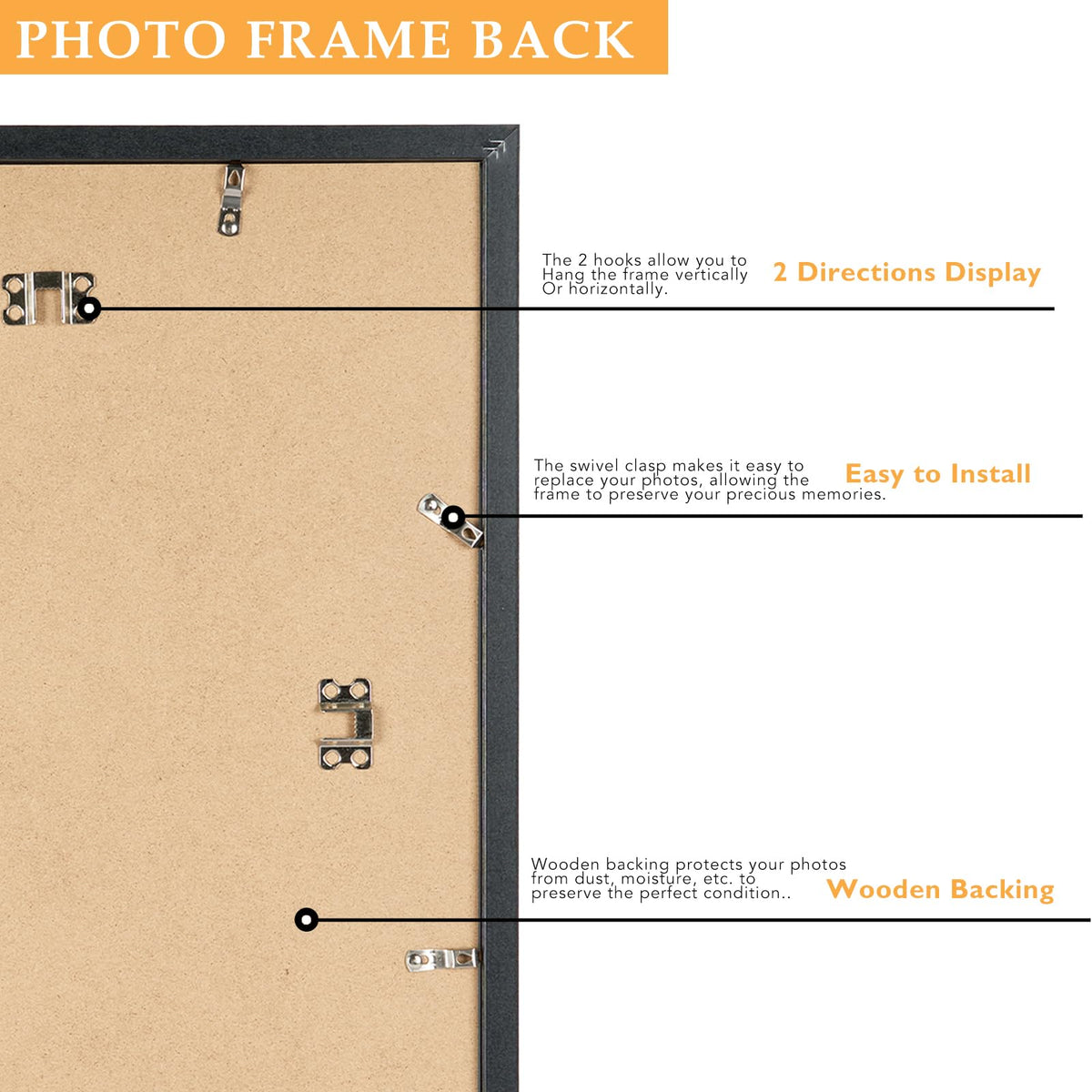 QOTIB wood-engineered frame close-up highlighting durable construction and matte black finish.