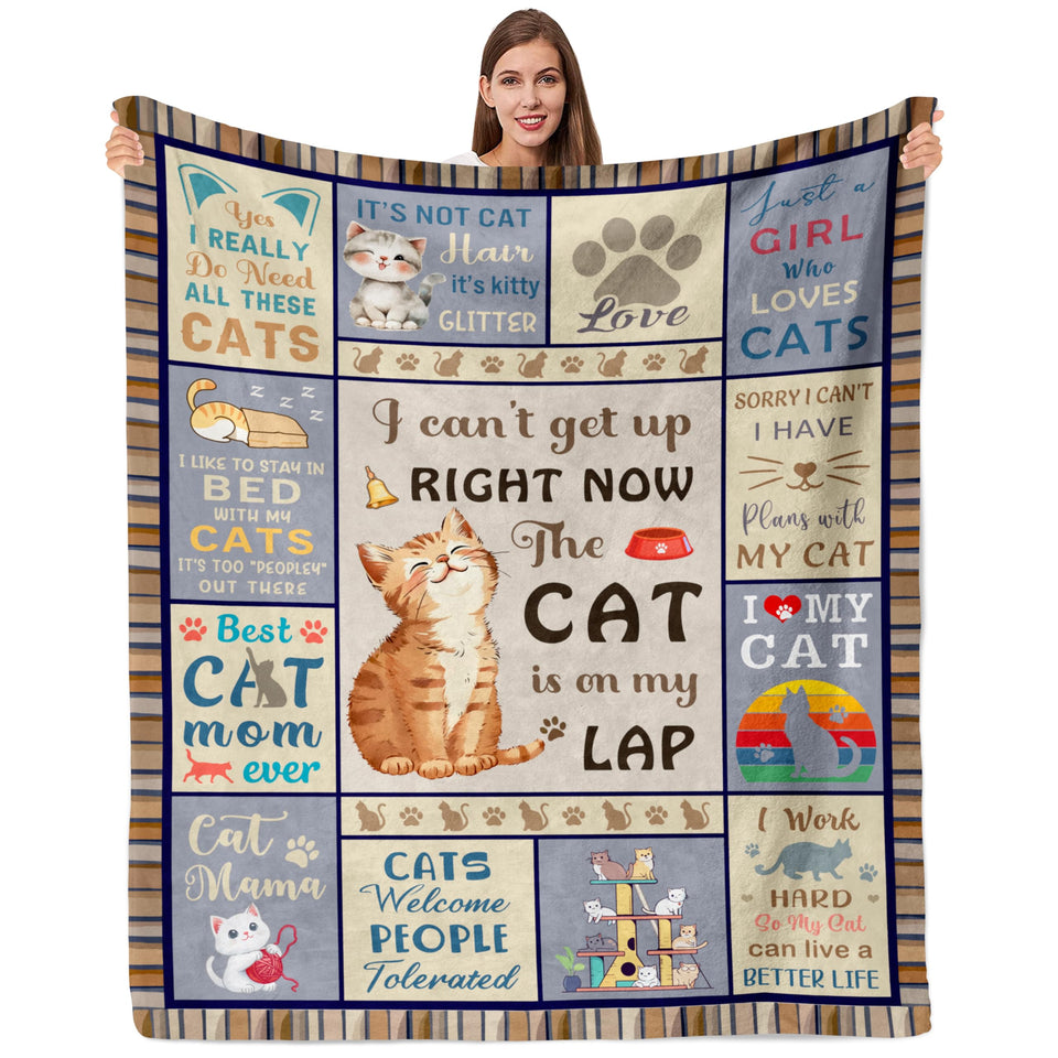 Qotuty Cat Mom blanket soft throw for cozy warmth on cold nights.