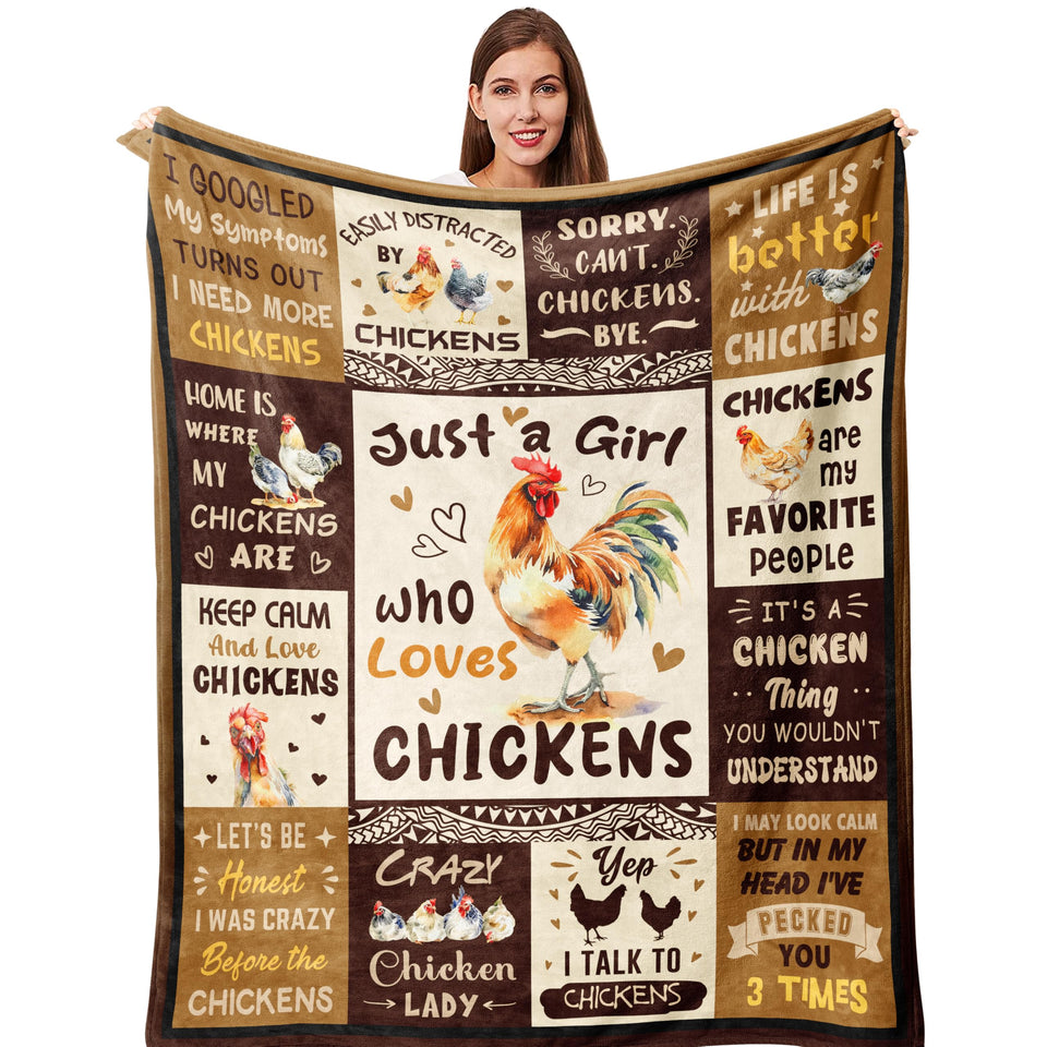 Qotuty chicken gifts throw blanket shows soft texture for warm comfort on chilly evenings.