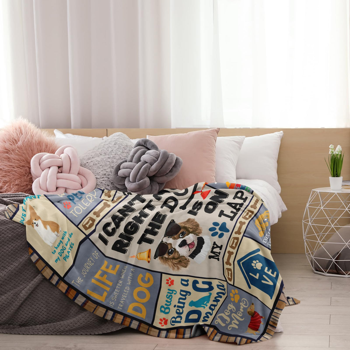 Qotuty dog mom gift blanket pattern adds playful charm