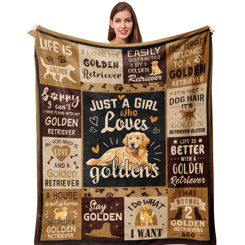 Qotuty golden retriever blanket on sofa for cozy evenings