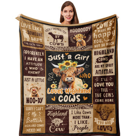 Qotuty Highland Cow Blanket soft throw for cozy evenings.