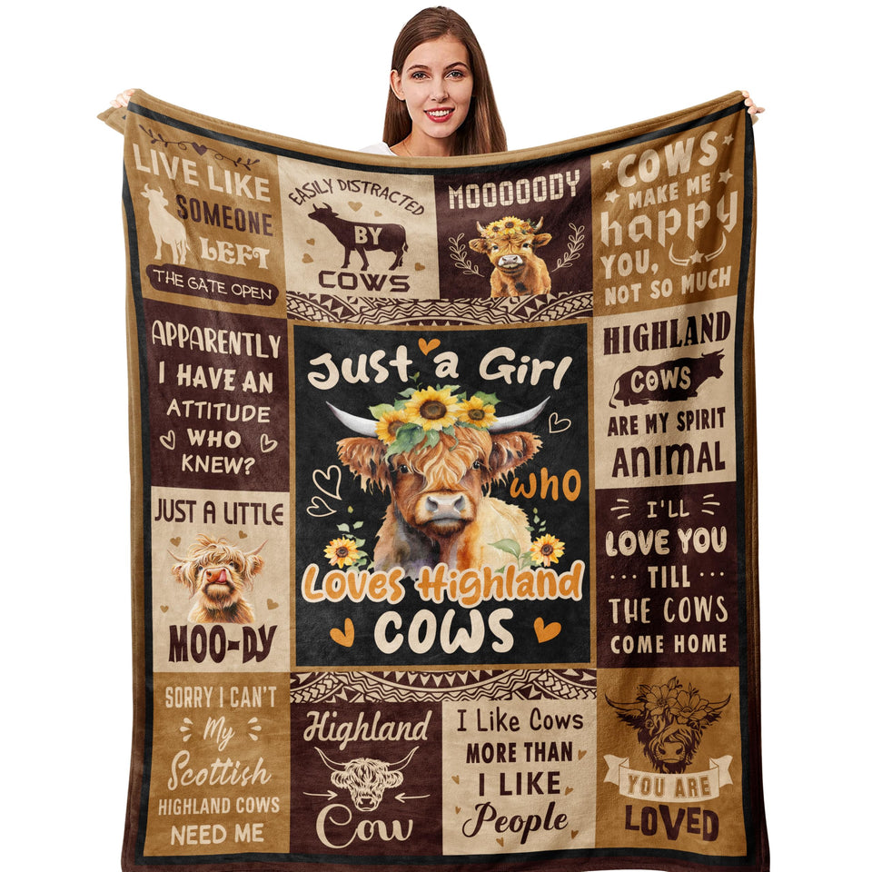 Qotuty Highland Cow Blanket soft throw for cozy evenings.