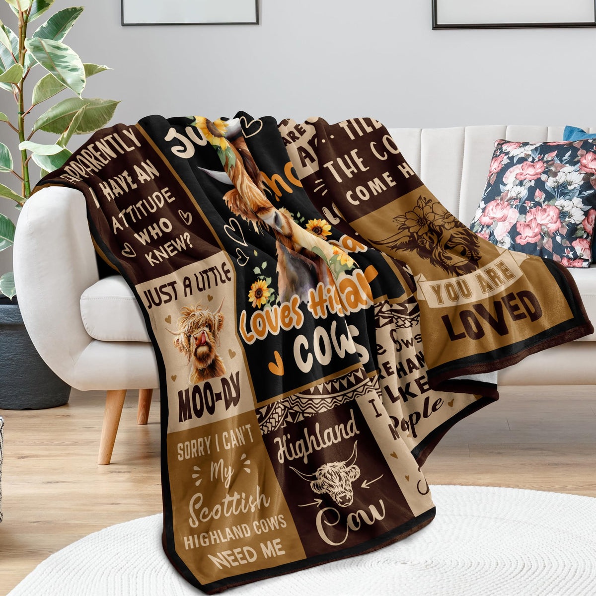 Qotuty Highland Cow Blanket makes a thoughtful gift for her.