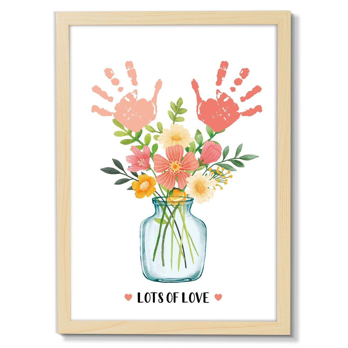 QOUBAI flower bouquet vase print featuring handprints, a personal keepsake for Mother’s Day