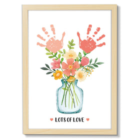 QOUBAI flower bouquet vase print featuring handprints, a personal keepsake for Mother’s Day