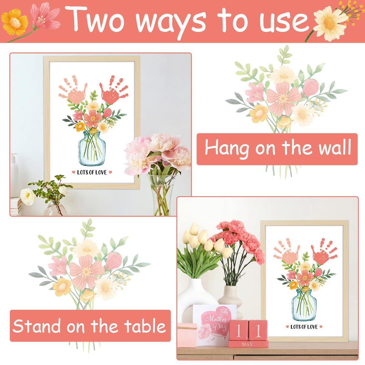 QOUBAI handprint craft process guide helps families craft together