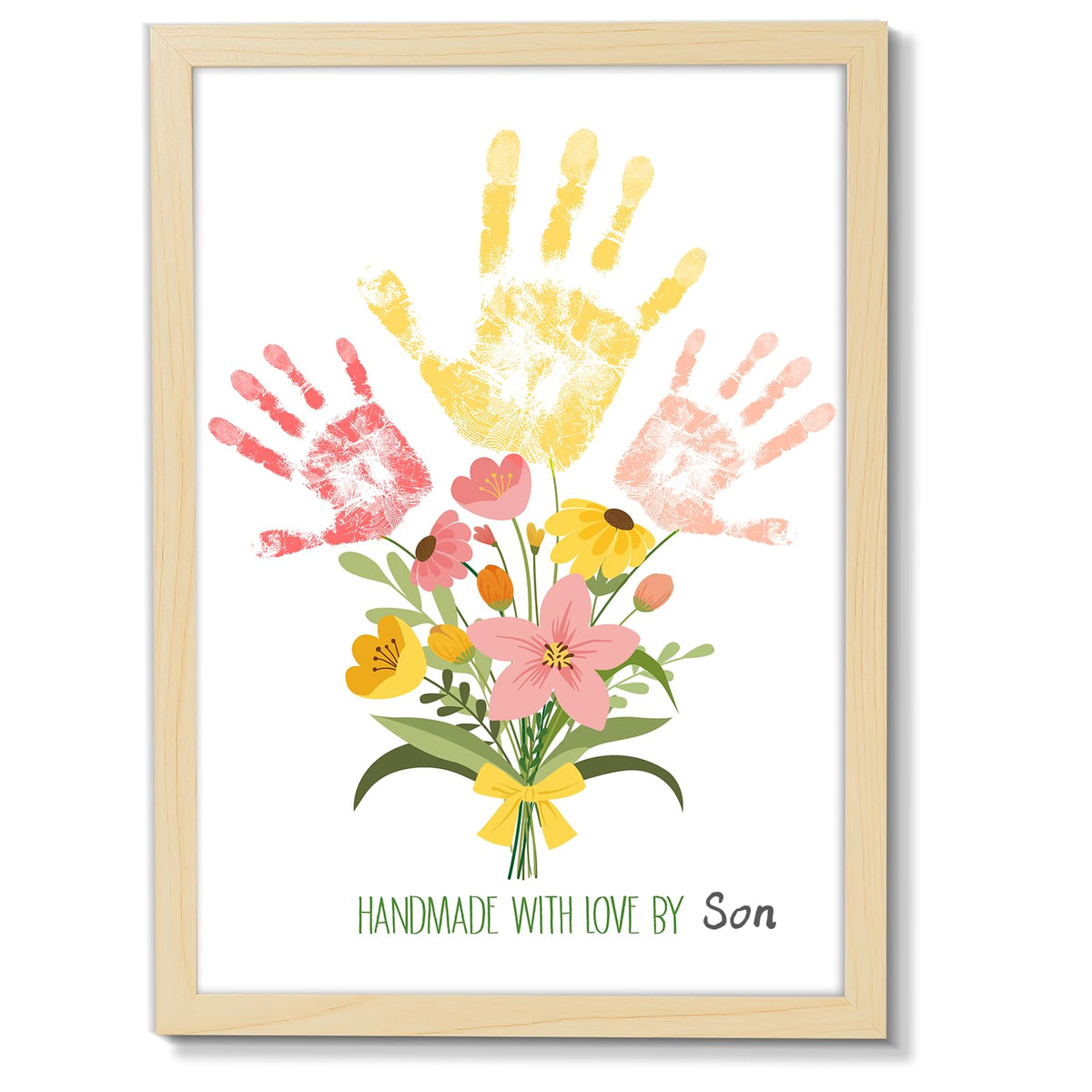 QOUBAI handprint flower bouquet print ready for framing
