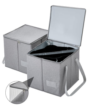 Qozary 2-pack hanger organizer bag with lid keeps hangers neatly stored and dust-free.