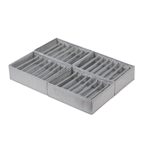 Qozary 4-pack drawer organizers show compact grid layout for tidy clothing