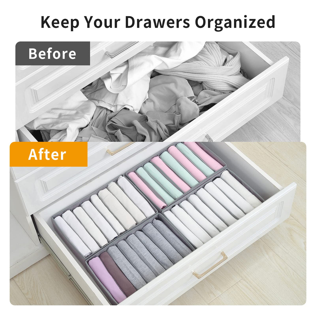Qozary 8-grid foldable closet organizers highlighting space-saving design for closet reuse