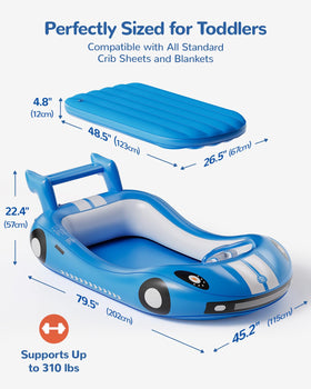 QPAU Crib-sheet compatible surface in blue for easy bedding