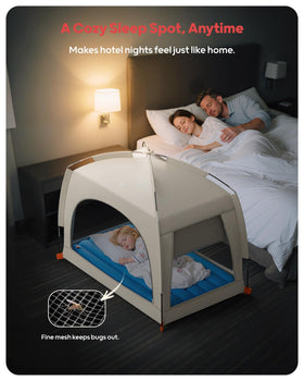 QPAU tent with dual zippered doors offers easy entry and secure play