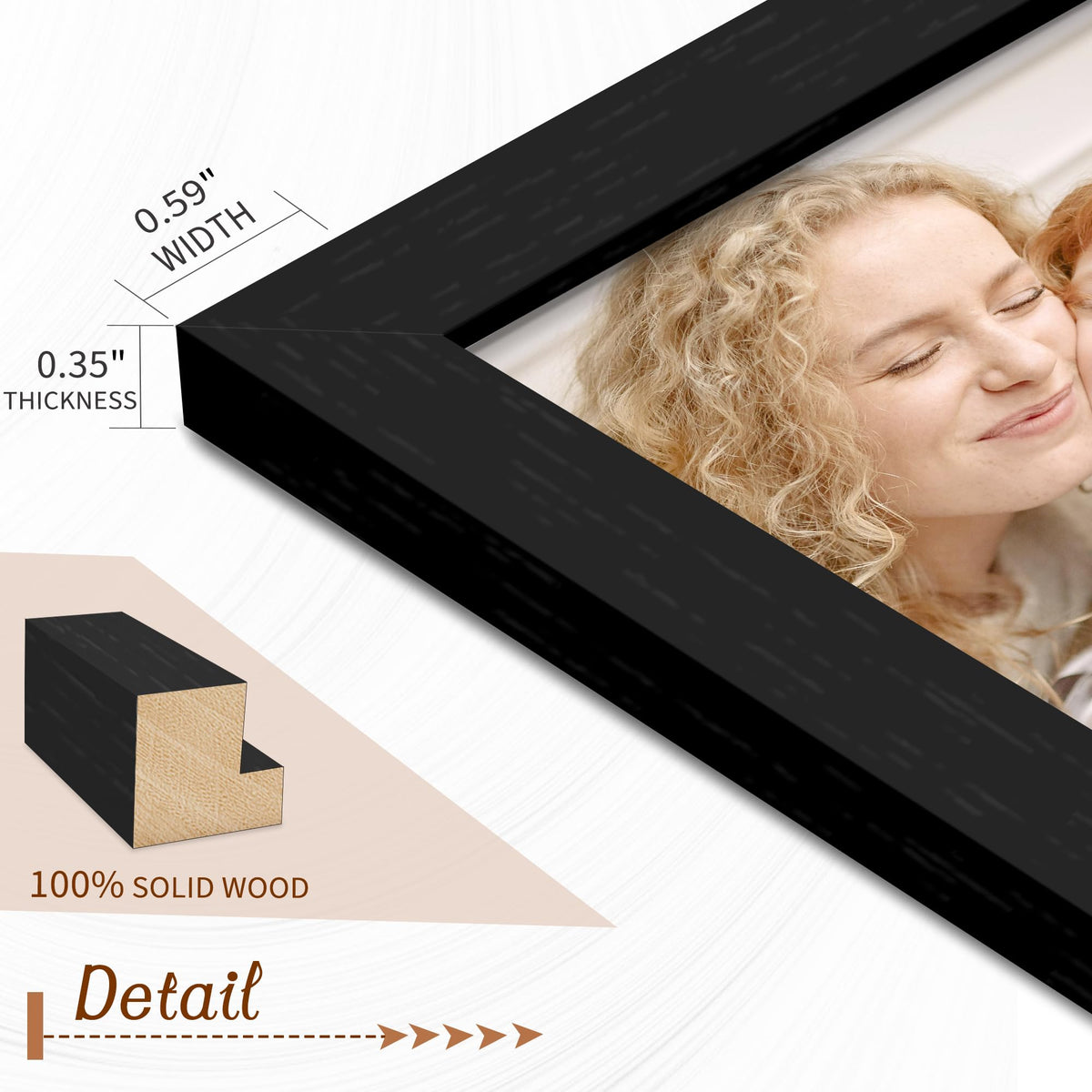 QPQIYIY solid wood frame features natural texture for timeless decor.