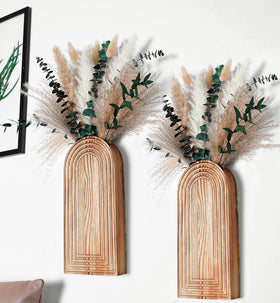 QQBABO two-piece wall vases featuring pampas grass to elevate entryway styling