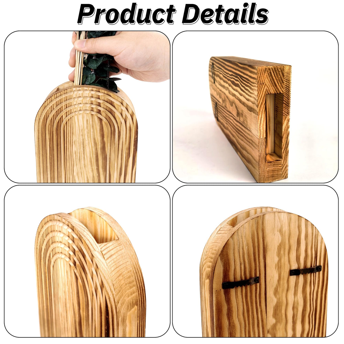 QQBABO rustic wood vases provide easy, low-maintenance greenery