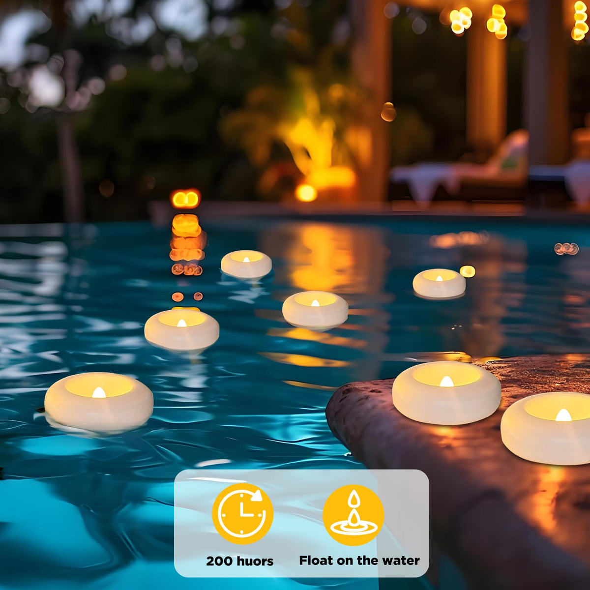 QQFCTOO wedding-decor-friendly candles enhance romantic poolside decor