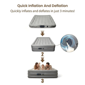 QQS air mattress folds into a compact bag for easy travel.