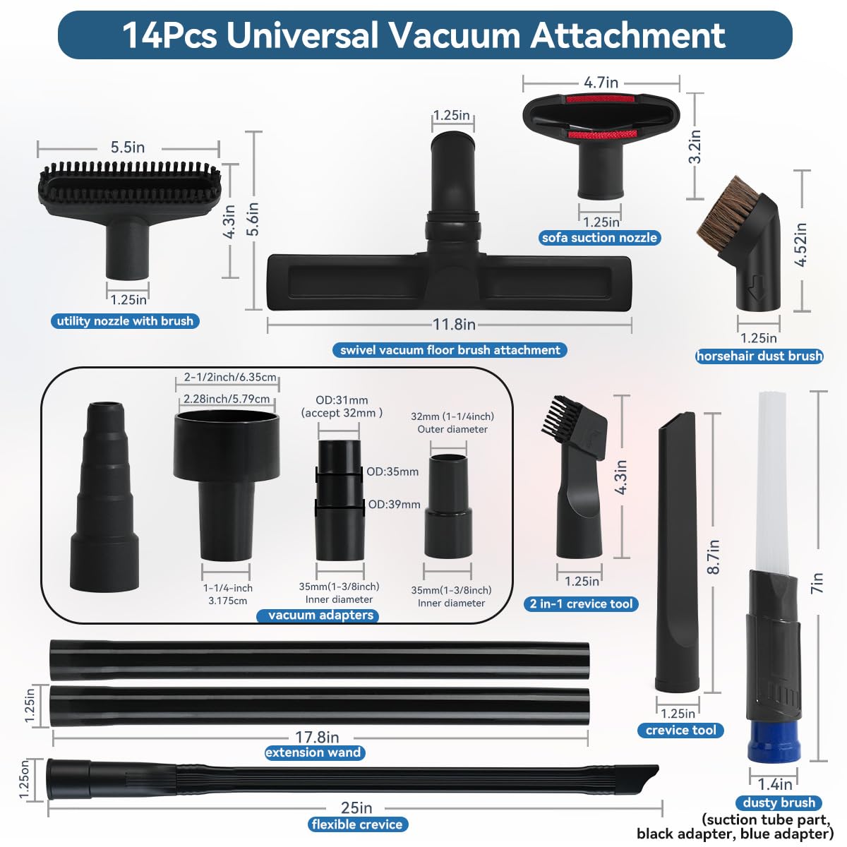 QRUIHC extension wand set expands reach to high ceilings and under furniture