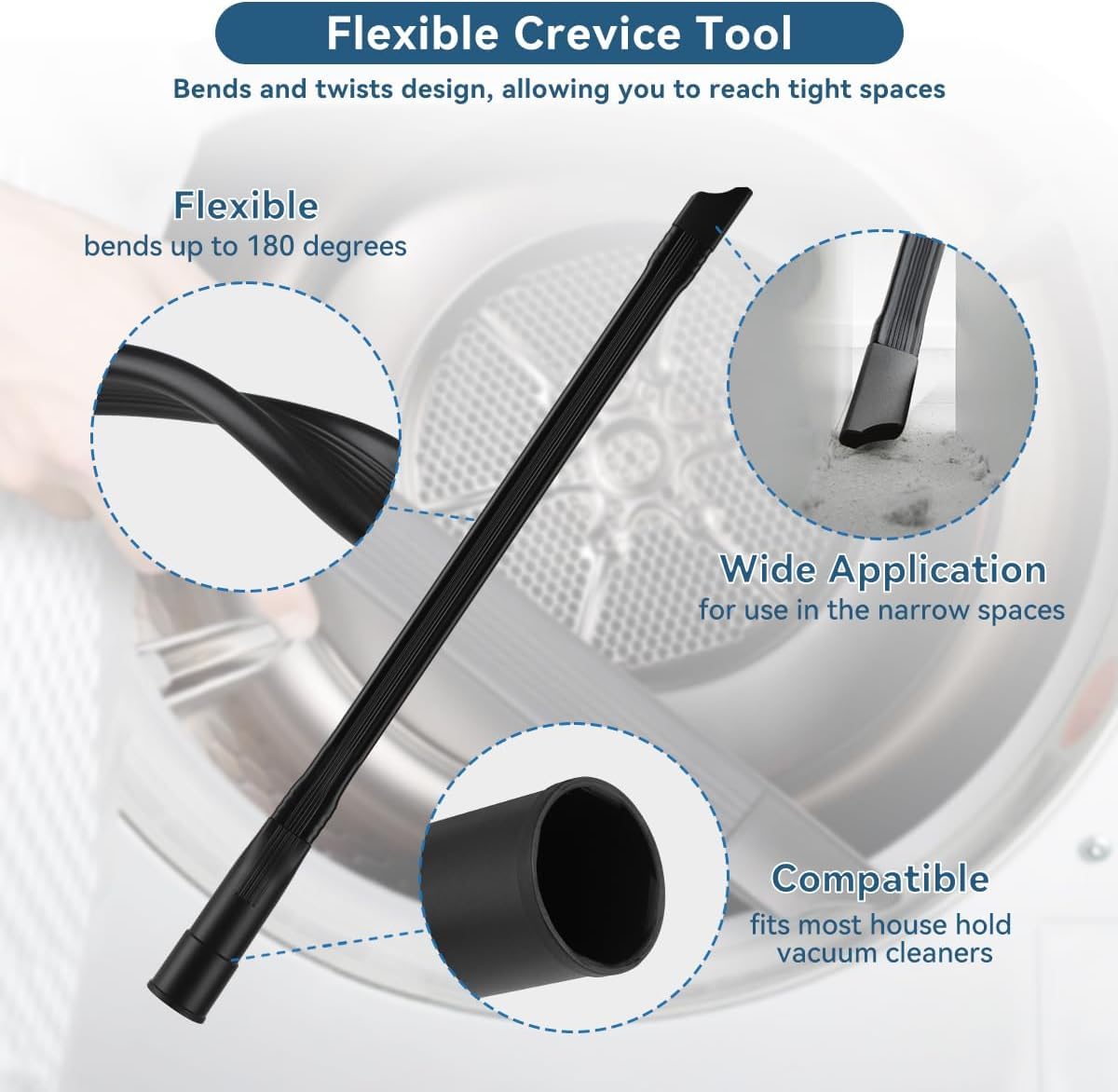 QRUIHC flexible crevice and brush for versatile upholstery care