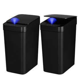 QSFWCSM 2-pack trash can with black lid closed, space-saving.