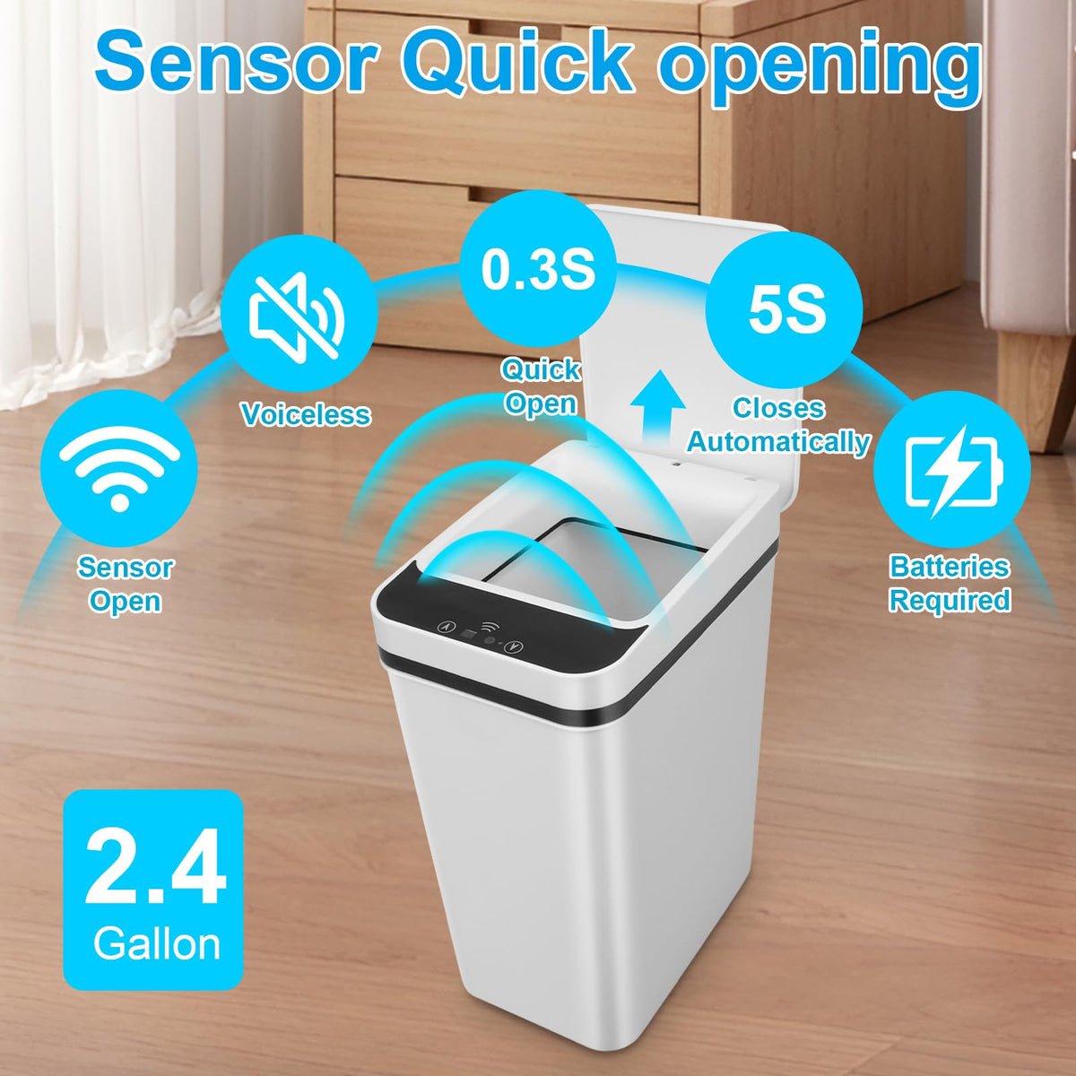 QSFWCSM white modern trash bin suitable for contemporary interiors.