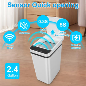 QSFWCSM white modern trash bin suitable for contemporary interiors.