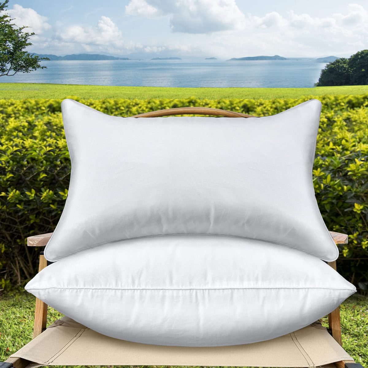 QSWRD 12x20 outdoor pillow inserts set of 2, ready for patio seating