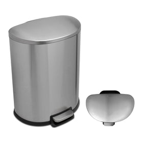 QUALIAZERO 50L trashcan front view showcasing fingerprint-resistant stainless steel finish.