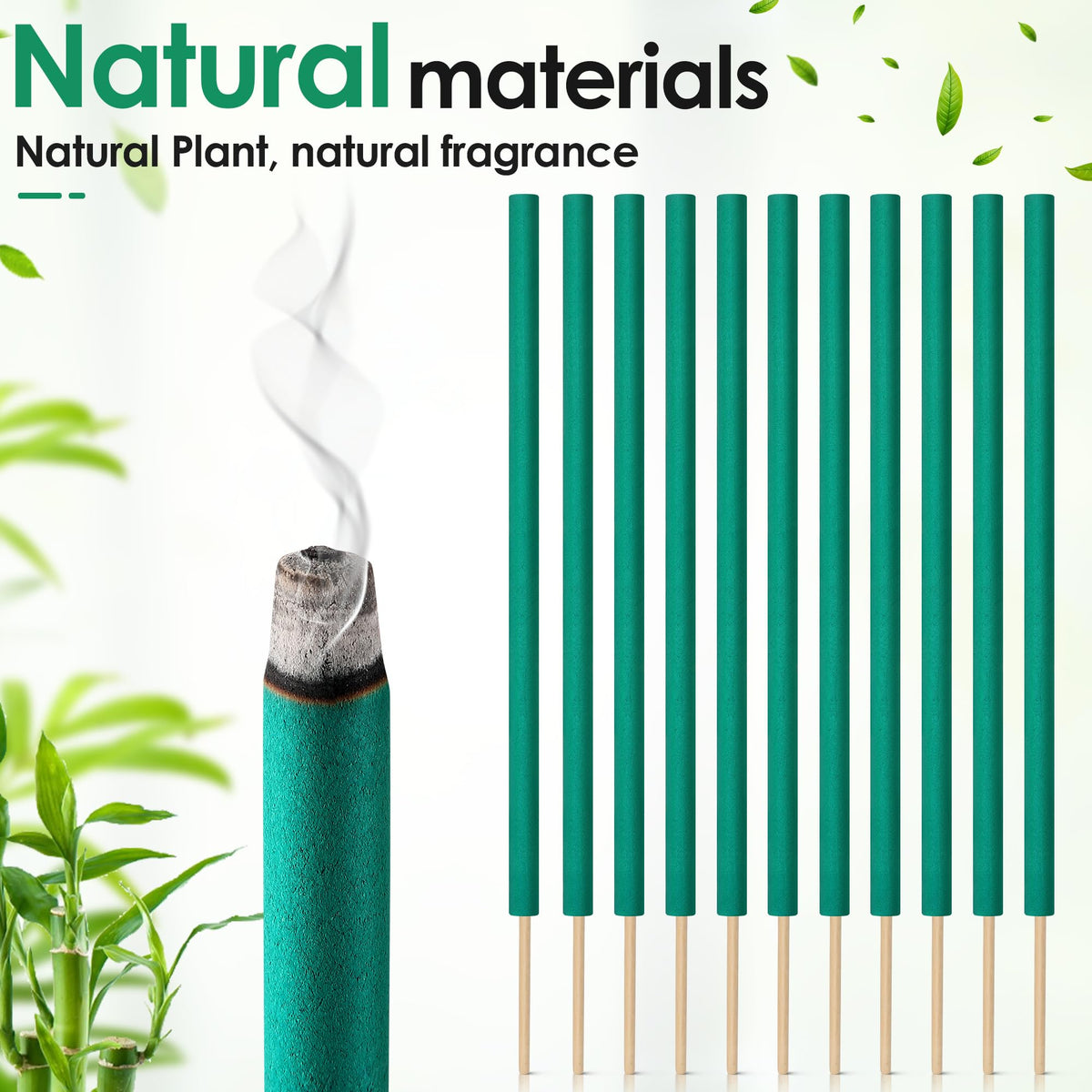 Green citronella sticks displayed for easy outdoor ambiance during picnics.