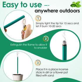Qualirey citronella sticks being lit for a quick outdoor ambiance.