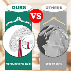 Quality Hangers 17-inch slim profile maximize closet space while keeping clothes neat.