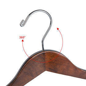 Quality Hangers 360-degree swivel hook provides easy access in any closet.
