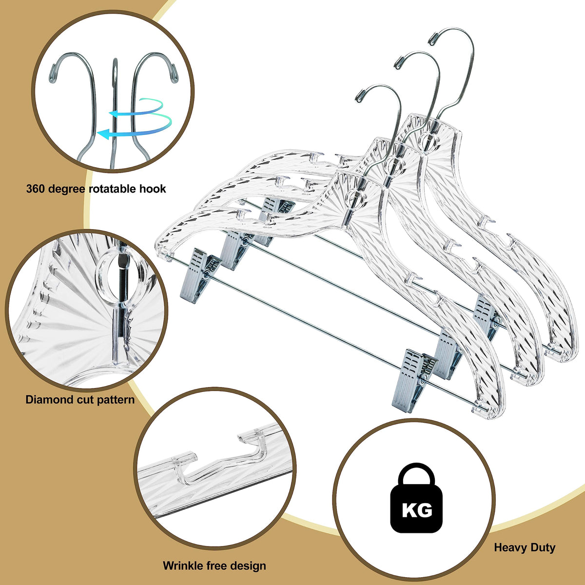 Quality Hangers adjustable clip hanger secures skirts and pants without slipping