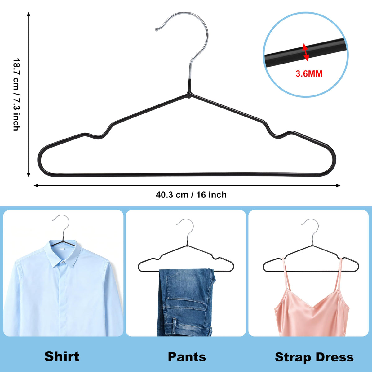 Quality Hangers anti-rust metal hangers for damp or humid spaces.