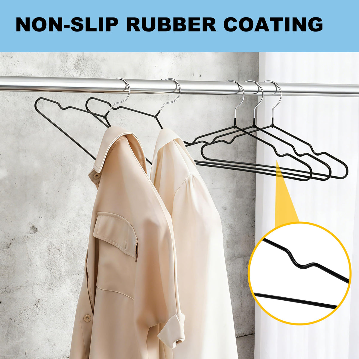 Quality Hangers chrome hook adds a durable, stylish finish to a closet.