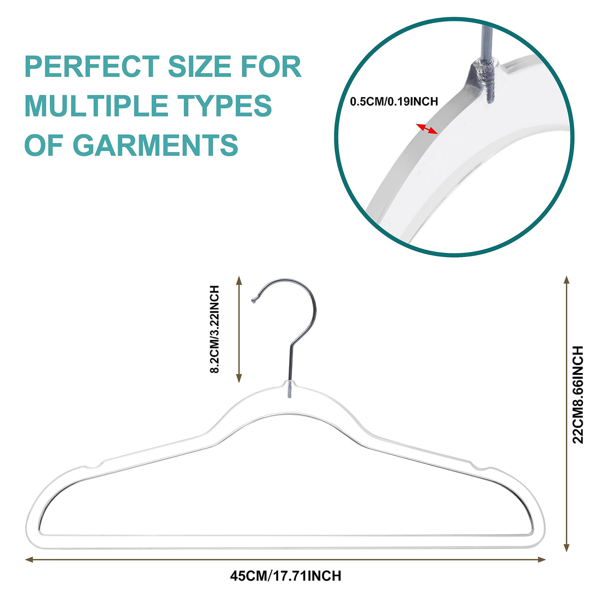 Quality Hangers slim-profile hanger maximizes closet space for more items.