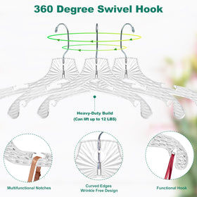 Quality Hangers crystal-clear hangers showcase outfits and simplify closet planning.