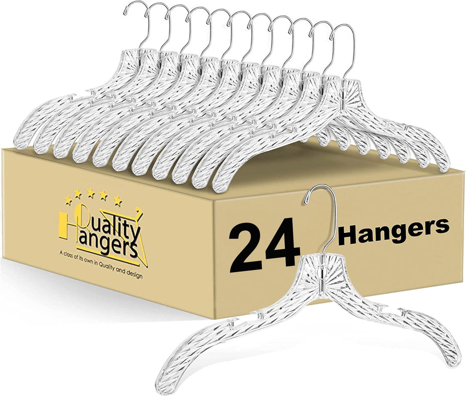 Quality Hangers crystal-cut clear hanger set, 24-pack, adds elegant organization.