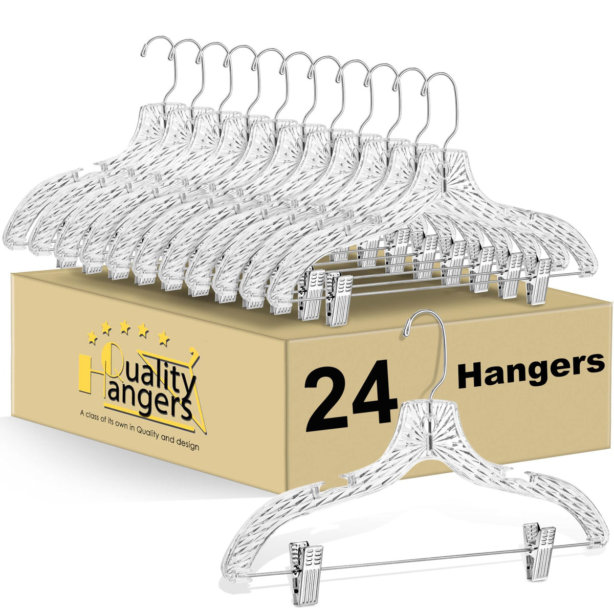 Quality Hangers crystal-cut clear hanger improves closet organization