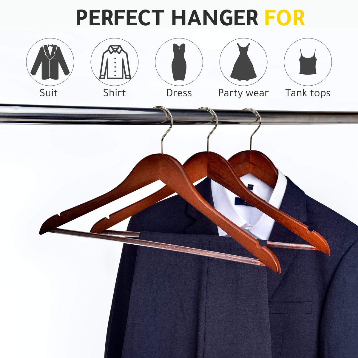 Quality Hangers five color options help organize closets with style.