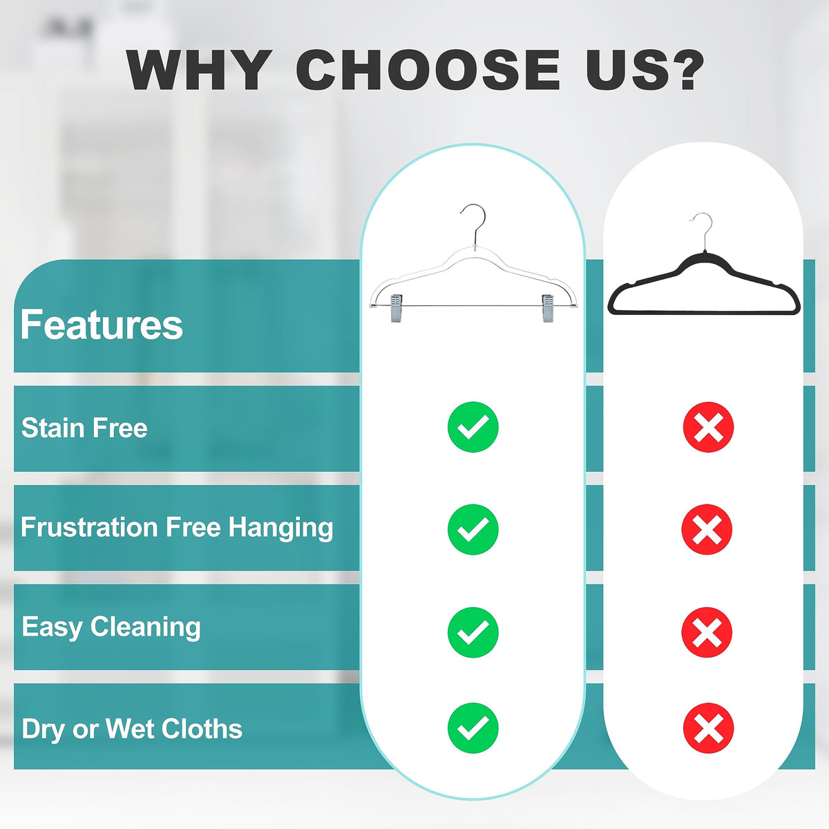 Quality Hangers heavy-duty clear plastic hanger built for daily use.