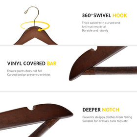 Quality Hangers heavy duty wood hanger supports heavy coats and jackets.